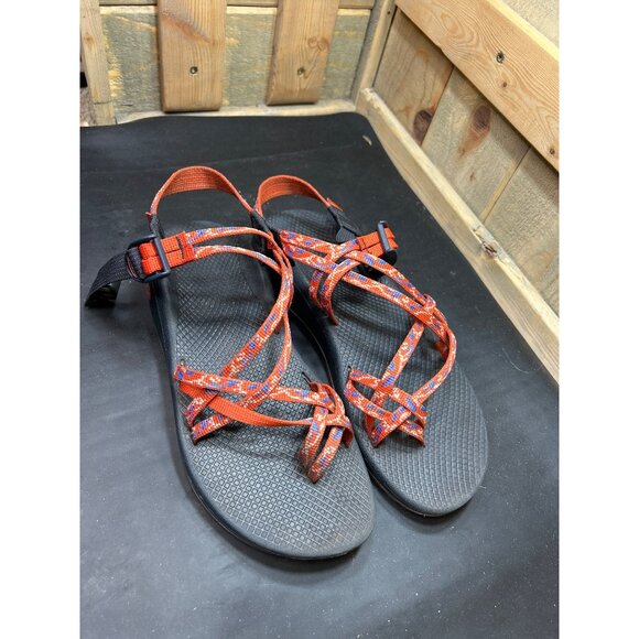 Chaco Womens Z/Cloud Sandals Size 11 Red & Blue Adjustable Straps Outdoor - Picture 2 of 9